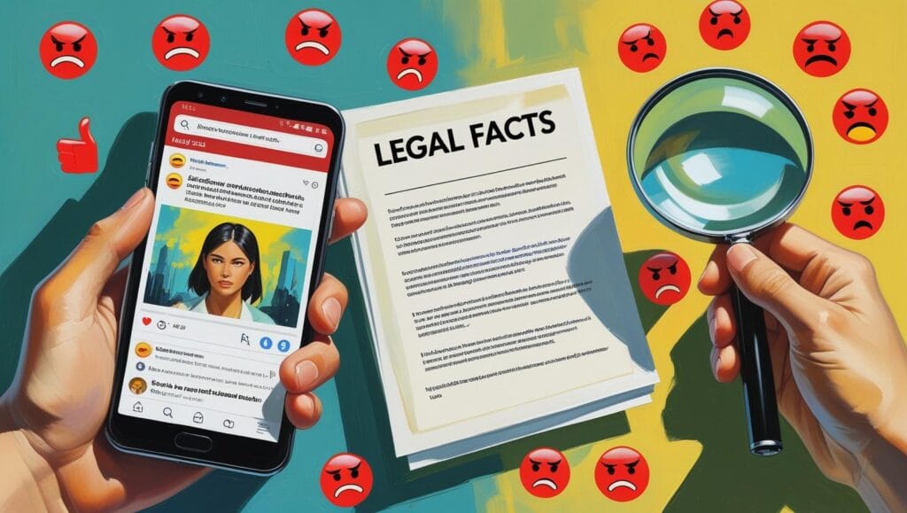 ad hominem smartphone screen showing a post about a legal case