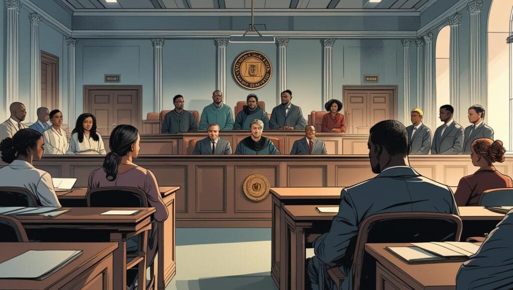 Budaya Hukum timah bangka belitung Orang-orang di pengadilan negeri sedang mengikuti sidang kasus penambangan rakyat (ilustrasi hukum).