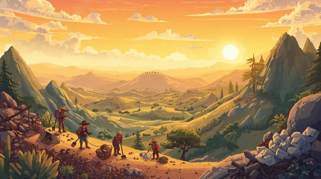 ilustrasi mencari perut bumi zaman dulu